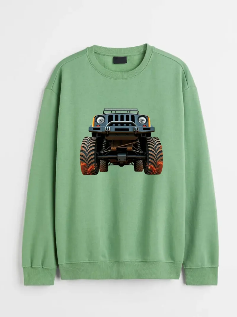 Close-up Front View Of A Rugged Off-road Truck Kicking Up Dirt Sweatshirt - Image 2