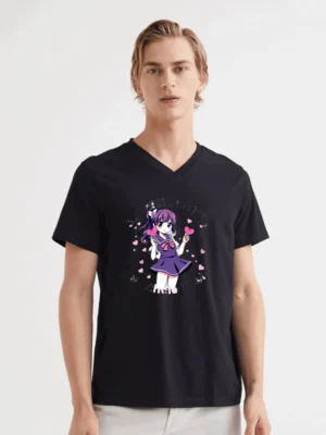 Cute Anime Girl Holding Heart-shaped Treats Blushing In A Sailor Outfit T-Shirt