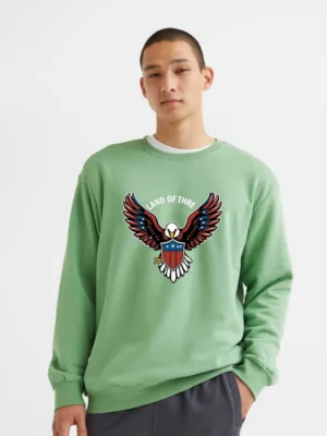Fierce Bald Eagle Spreading Red White And Blue Wings With Pride Sweatshirt
