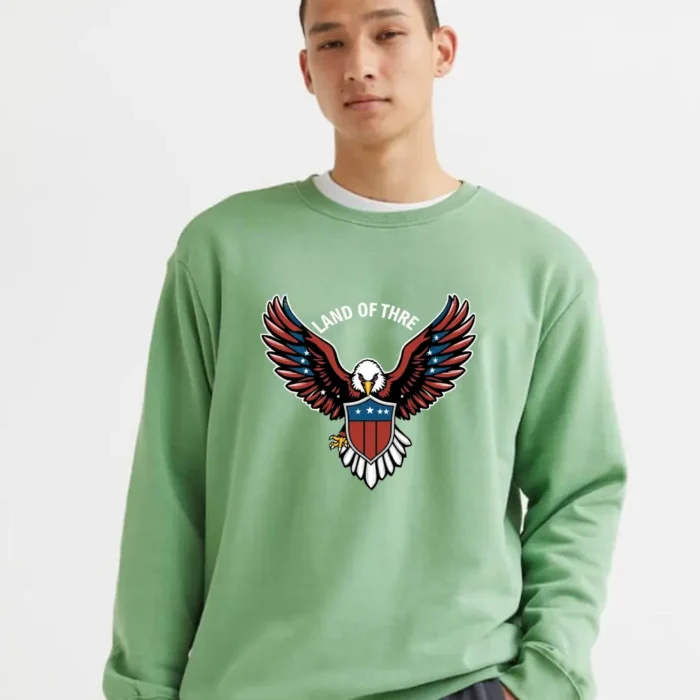 Fierce Bald Eagle Spreading Red White And Blue Wings With Pride Sweatshirt