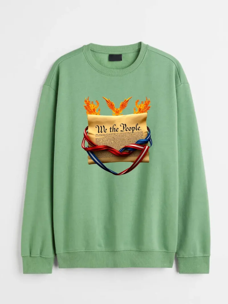 Flaming Parchment Wrapped In Liberty Ribbons True American Spirit Sweatshirt - Image 2