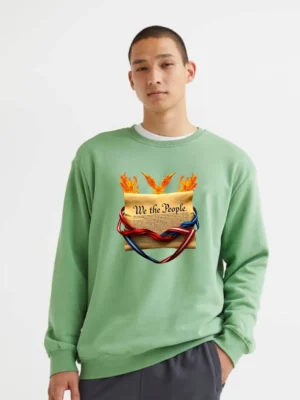 Flaming Parchment Wrapped In Liberty Ribbons True American Spirit Sweatshirt