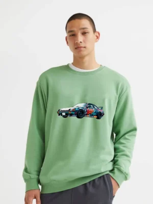 Side View Of A Modified Drift Car Covered In Colorful Graffiti Wrap Sweatshirt