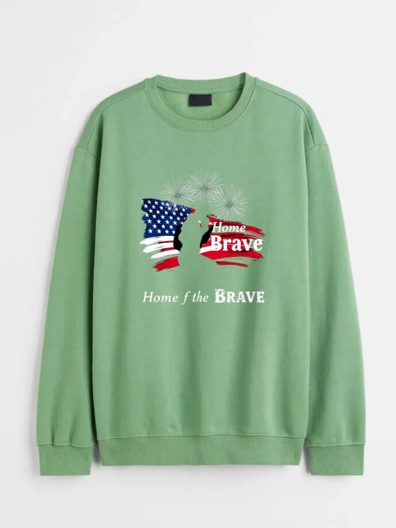 Silhouette Soldier In Front Of Waving Flag And Bursting Fireworks Sweatshirt - Image 2