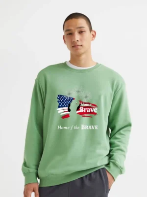 Silhouette Soldier In Front Of Waving Flag And Bursting Fireworks Sweatshirt