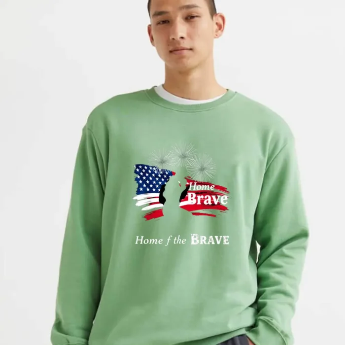 Silhouette Soldier In Front Of Waving Flag And Bursting Fireworks Sweatshirt