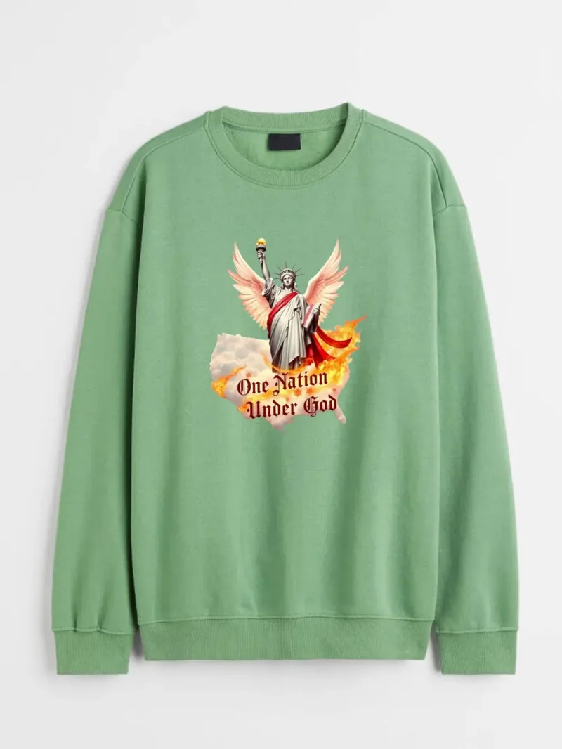 Statue Of Liberty With Angel Wings And Divine Fireepic Tribute Sweatshirt - Image 2