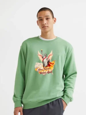 Statue Of Liberty With Angel Wings And Divine Fireepic Tribute Sweatshirt