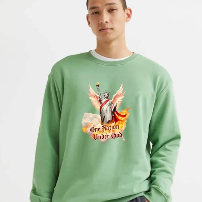 Statue Of Liberty With Angel Wings And Divine Fireepic Tribute Sweatshirt