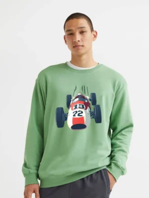 Top-down Illustration Of A Vintage Race Car With Number Decals Speeding On Track Sweatshirt