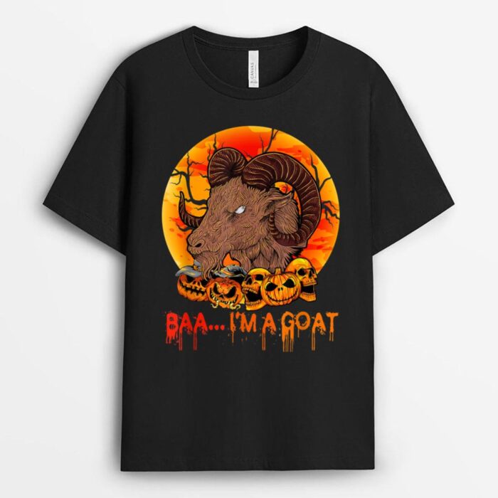 Baa I'm Funny Goat Halloween Goat Horror Pumpkins Farmer T-Shirt