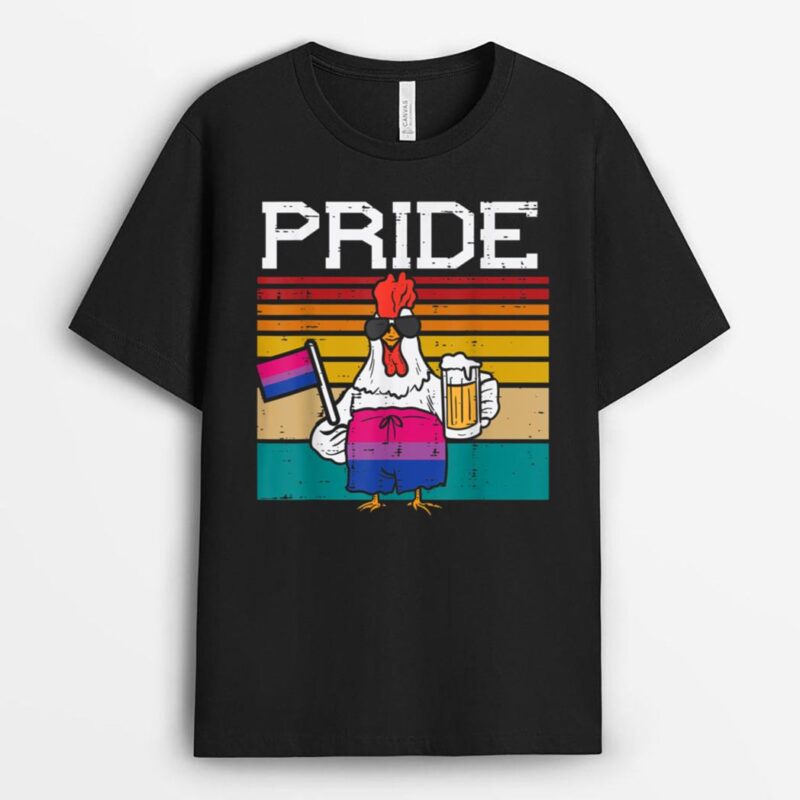 Bisexual Flag Chicken Hen LGBT Month Bi Pride Stuff Farmer T-Shirt