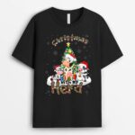 Christmas With My Herd Cow Cattle Farmer Funny Leopard Tree T-Shirt