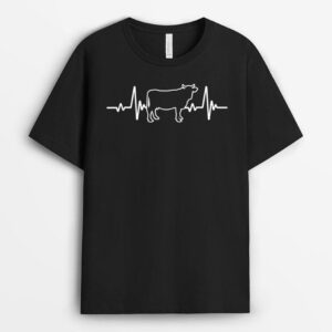 Cow Cattle Heartbeat Farmer Cow Lover Cow Owner T-Shirt
