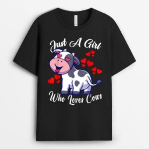 Cow Just A Girl Who Loves Cows Funny Kid Farmer T-Shirt