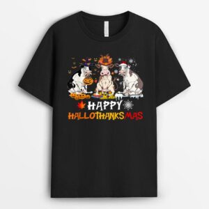 Cows Happy HalloThanksMas - Funny Cows Halloween Christmas T-Shirt