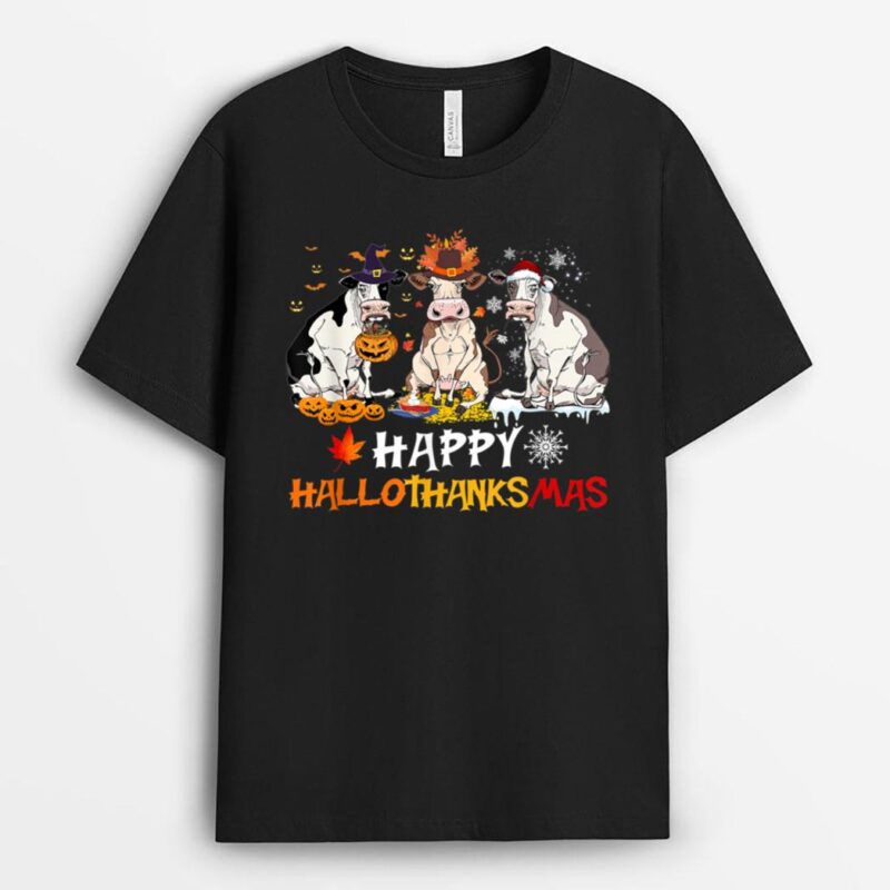 Cows Happy HalloThanksMas - Funny Cows Halloween Christmas T-Shirt