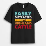 Easily Distracted By Highland Cattle, Hairy Cow Farmer T-Shirt