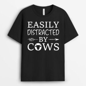 Easily Distracted by Cows Farmer Girl T-Shirt