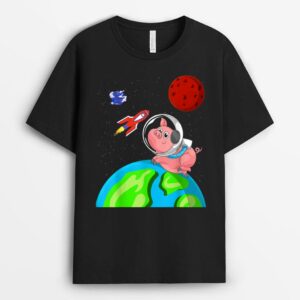 Farm Animal Lover Farmer Outer Space Rocket Astronaut Pig T-Shirt