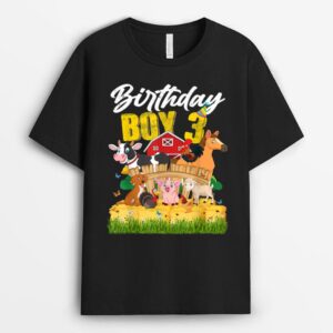 Funny 3 Year Old Barnyard Birthday Boy 3rd Farm Animals Bday T-Shirt