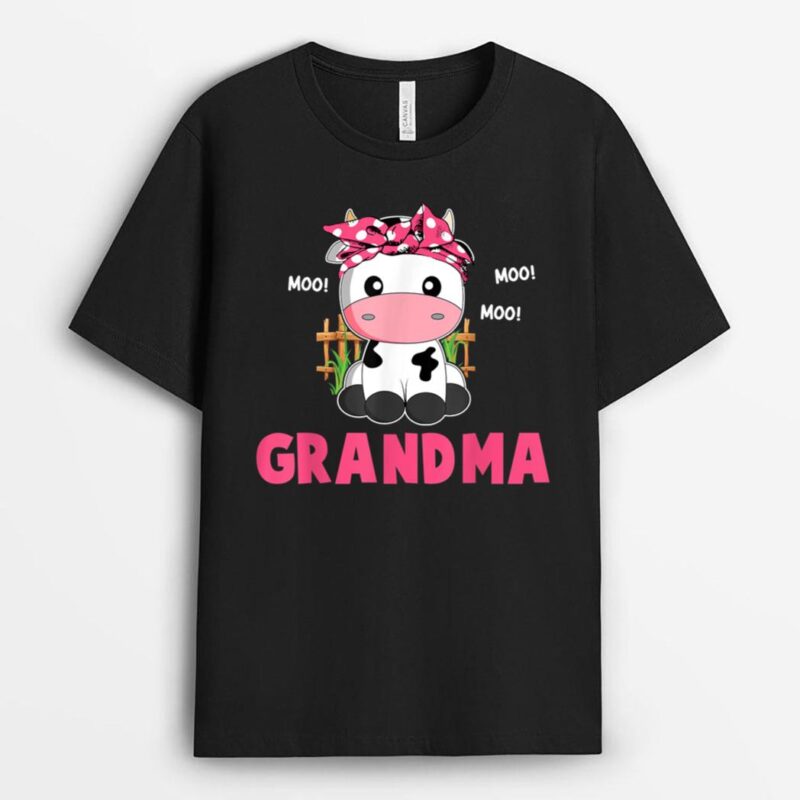 Funny Grandma Cow Cute Cow Farmer Birthday Matching Family T-Shirt