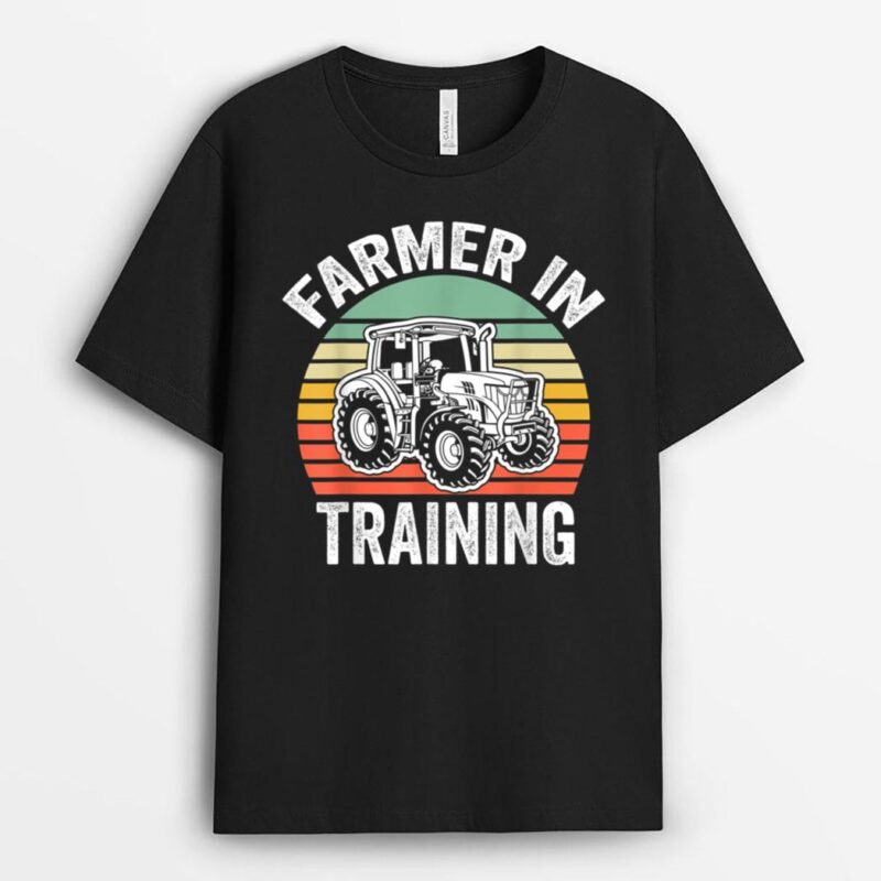 Funny Retro Vintage Tractor Boy Farmer In Training T-Shirt