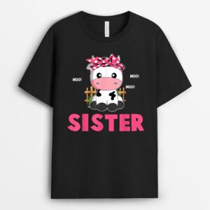 Funny Sister Cow Cute Cow Farmer Birthday Matching Family T-Shirt