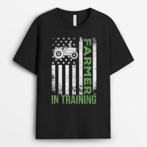 Funny Vintage Tractor Idea Farmer In Training T-Shirt