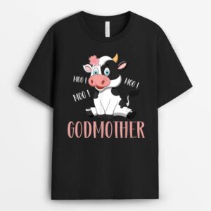 Godmother Cow Cute Cow Farmer Birthday Matching Family T-Shirt