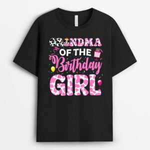 Grandma Of The Birthday Girl Cow Matching Family Farmer Kids T-Shirt