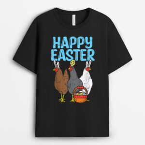 Happy Easter Chicken Bunnies Egg Poultry Farm Animal Farmer T-Shirt