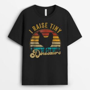 I Raise Tiny Dinosaurs Funny Vintage Chicken Farmer Retro T-Shirt