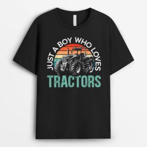 Just A Boy Who Loves Tractors Design for Farm Animal Farmer T-Shirt