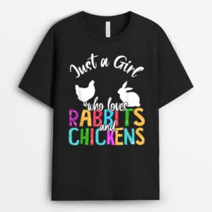 Just A Girl Who Loves Rabbits And Chickens Easter Farmer T-Shirt