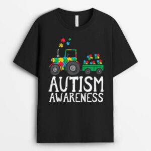 Kids Tractor Autism Awareness Farmer Truck Toddler Boys Kids T-Shirt