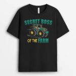 Kids Tractor Boy Young Farmer Secret Boss Of The Farm T-Shirt