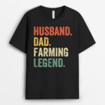 Mens Funny Farmer Husband Dad Farming Legend Vintage T-Shirt