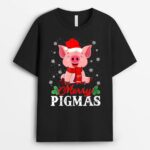 Merry Pigmas Pig Christmas Santa Hat Funny Xmas Light Farmer T-Shirt