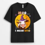 Moo I Mean Boo Spooky Cow Lover Halloween Funny Farmer Pun T-Shirt