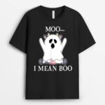 Moo I Mean Boo, Funny Halloween Costume, Cow Ghost T-Shirt