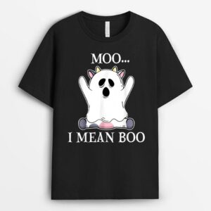 Moo I Mean Boo, Funny Halloween Costume, Cow Ghost T-Shirt