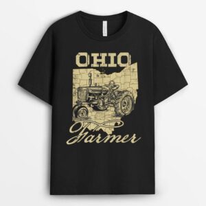 Ohio Farmer Tractor Lover State Map Farming Local Farmer T-Shirt