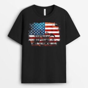 Patriotic Farmer American Flag Tractor 4th Of July Farmer T-Shirt