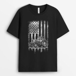 Patriotic Tractor American Flag Tractor Farmer Farm Gift Men T-Shirt