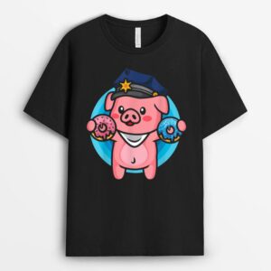 Pig Police Farmer Officer Funny Pig Cop Donut Doughnut Lover T-Shirt