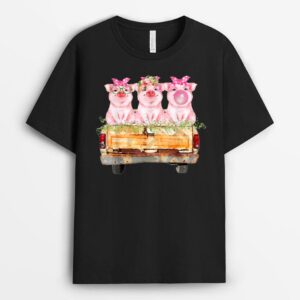 Pink Pig Old Vintage Truck Farmer Country Farm Farming Girl T-Shirt