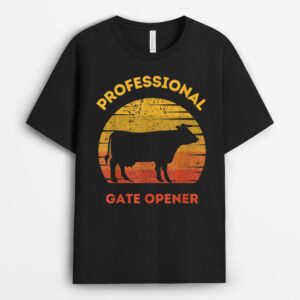Professional Gate Opener funny design farmer cool cows T-Shirt