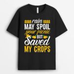 Rain Saved My Crops Funny Farming Farmer Tractor Graphic T-Shirt
