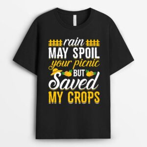 Rain Saved My Crops Funny Farming Farmer Tractor Graphic T-Shirt